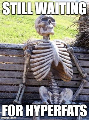 Waiting Skeleton Meme | STILL WAITING; FOR HYPERFATS | image tagged in memes,waiting skeleton | made w/ Imgflip meme maker