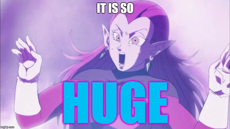 Her irl | IT IS SO; HUGE | image tagged in cocotte dragon ball super,memes,huge | made w/ Imgflip meme maker