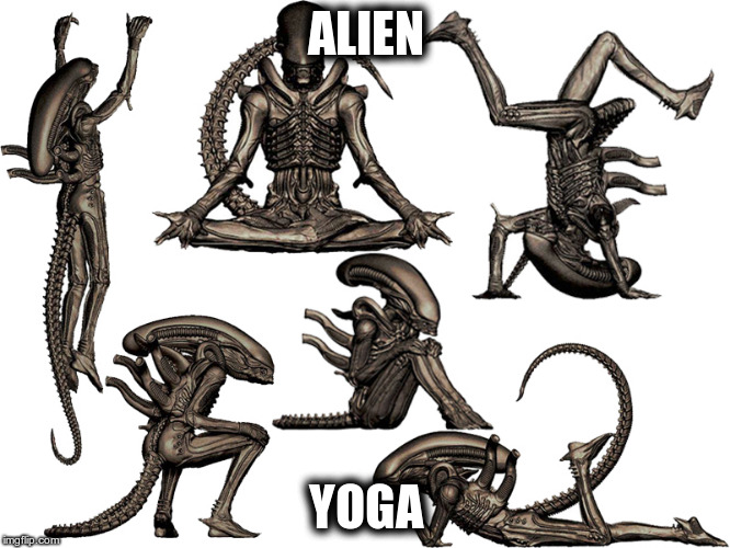 Modern Aliens | ALIEN; YOGA | image tagged in aliens | made w/ Imgflip meme maker