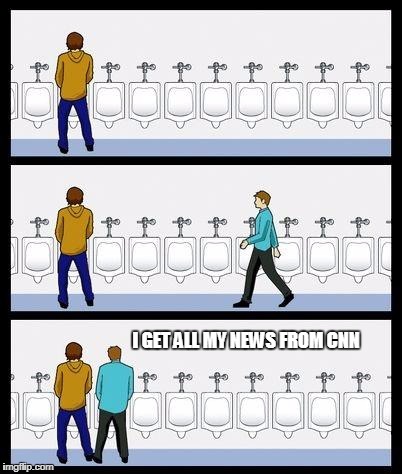 Urinal Guy vs. CNN | I GET ALL MY NEWS FROM CNN | image tagged in urinal guy,cnn,cnn fake news,cnn sucks | made w/ Imgflip meme maker