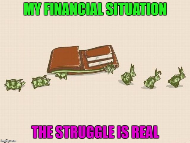 Money always seems to go much faster than it comes doesn't it? | MY FINANCIAL SITUATION; THE STRUGGLE IS REAL | image tagged in money,memes,paying bills,tortoise and the hare,taxes,funny | made w/ Imgflip meme maker