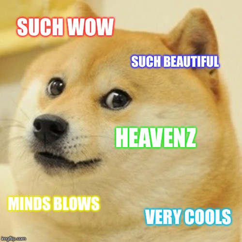 SUCH WOW SUCH BEAUTIFUL HEAVENZ MINDS BLOWS VERY COOLS | image tagged in memes,doge | made w/ Imgflip meme maker