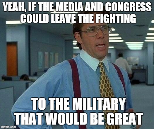 That Would Be Great Meme | YEAH, IF THE MEDIA AND CONGRESS COULD LEAVE THE FIGHTING; TO THE MILITARY THAT WOULD BE GREAT | image tagged in memes,that would be great | made w/ Imgflip meme maker