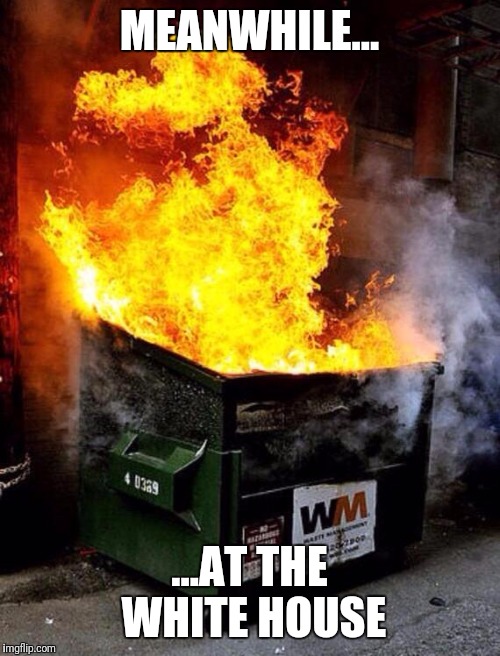 Dumpster Fire | MEANWHILE... ...AT THE WHITE HOUSE | image tagged in dumpster fire | made w/ Imgflip meme maker
