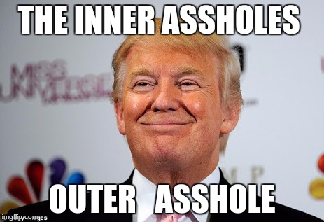 Donald trump approves | THE INNER ASSHOLES; OUTER   ASSHOLE | image tagged in donald trump approves | made w/ Imgflip meme maker