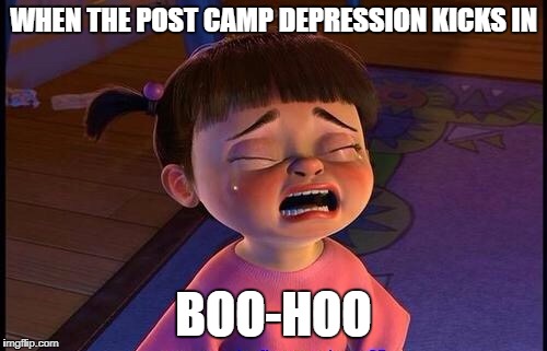Crying Boo | WHEN THE POST CAMP DEPRESSION KICKS IN; BOO-HOO | image tagged in crying boo | made w/ Imgflip meme maker