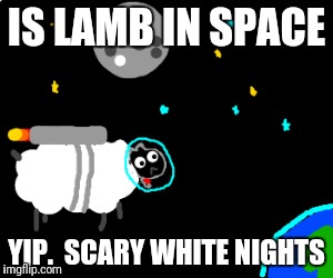 IS LAMB IN SPACE YIP.  SCARY WHITE NIGHTS | made w/ Imgflip meme maker