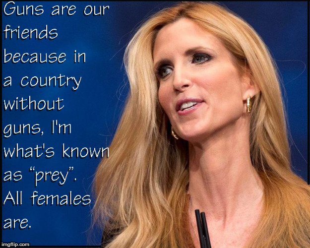 Ann Coulter- GUNS are our friends | image tagged in ann coulter,ann coulter hashtag,2nd amendment,guns,funny,politics lol | made w/ Imgflip meme maker
