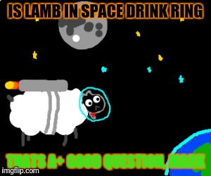 IS LAMB IN SPACE DRINK RING THATS A+ GOOD QUESTION, MARK | made w/ Imgflip meme maker