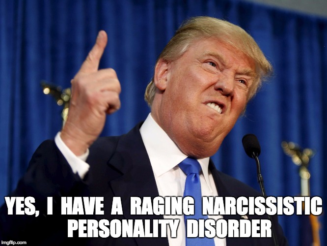 Donald Trump | YES,  I  HAVE  A  RAGING  NARCISSISTIC 
 PERSONALITY  DISORDER | image tagged in donald trump | made w/ Imgflip meme maker