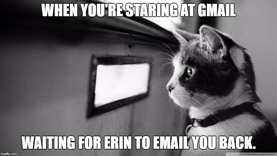 WHEN YOU'RE STARING AT GMAIL; WAITING FOR ERIN TO EMAIL YOU BACK. | made w/ Imgflip meme maker