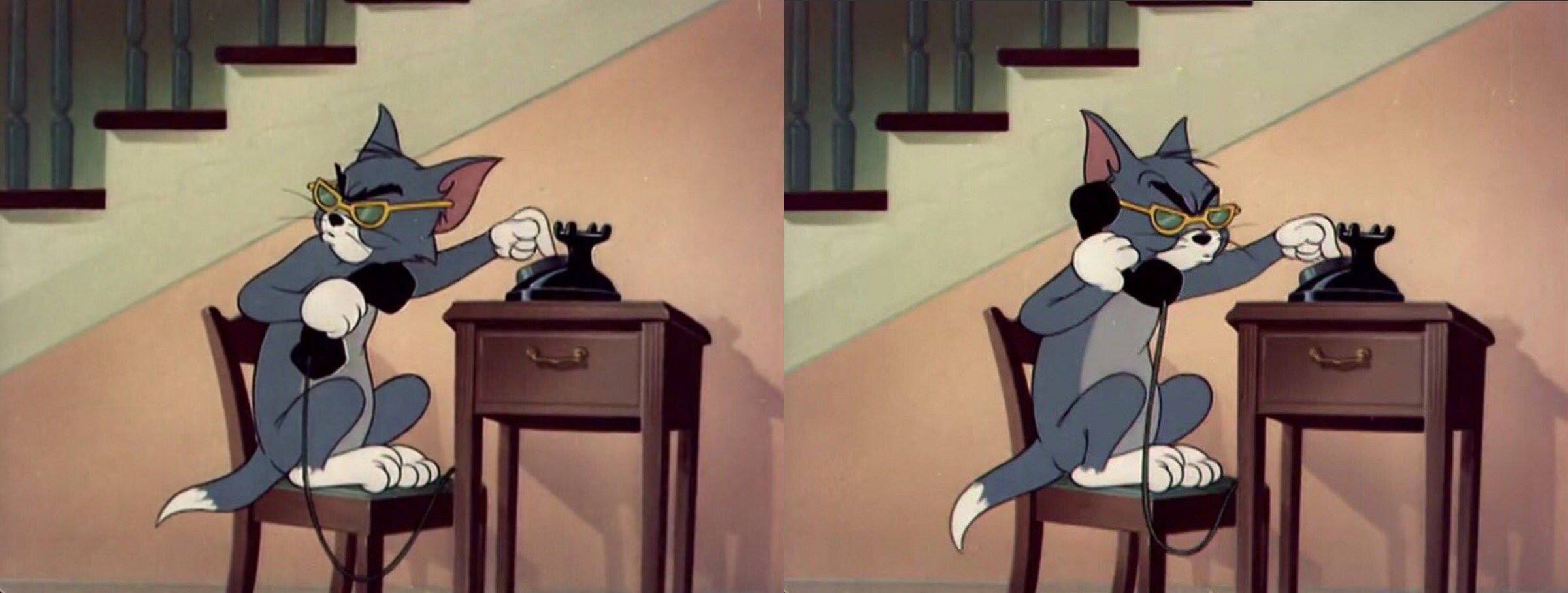 Tom & Jerry Dialing Phone ODOBESTI Blank Meme Template