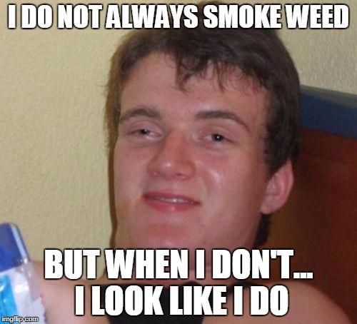 10 Guy | I DO NOT ALWAYS SMOKE WEED; BUT WHEN I DON'T... I LOOK LIKE I DO | image tagged in memes,10 guy | made w/ Imgflip meme maker