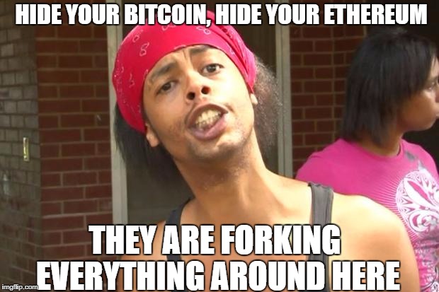 Antoine Dodson | HIDE YOUR BITCOIN,
HIDE YOUR ETHEREUM; THEY ARE FORKING EVERYTHING AROUND HERE | image tagged in antoine dodson | made w/ Imgflip meme maker