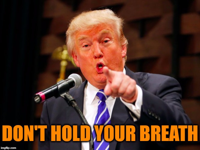 trump point | DON'T HOLD YOUR BREATH | image tagged in trump point | made w/ Imgflip meme maker