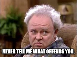 NEVER TELL ME WHAT OFFENDS YOU. | image tagged in never tell me whar offends you | made w/ Imgflip meme maker