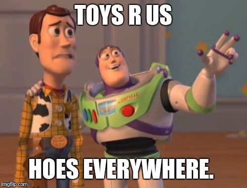 X, X Everywhere Meme | TOYS R US; HOES EVERYWHERE. | image tagged in memes,x x everywhere | made w/ Imgflip meme maker