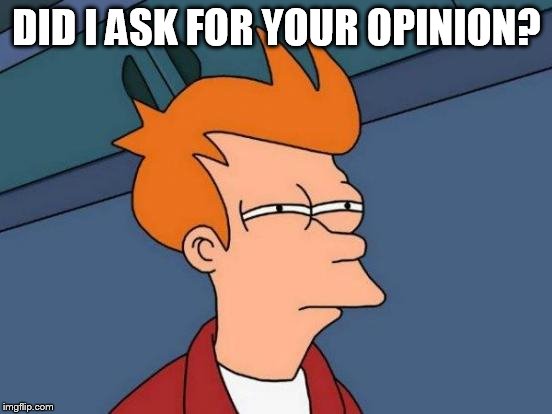 Futurama Fry | DID I ASK FOR YOUR OPINION? | image tagged in memes,futurama fry | made w/ Imgflip meme maker