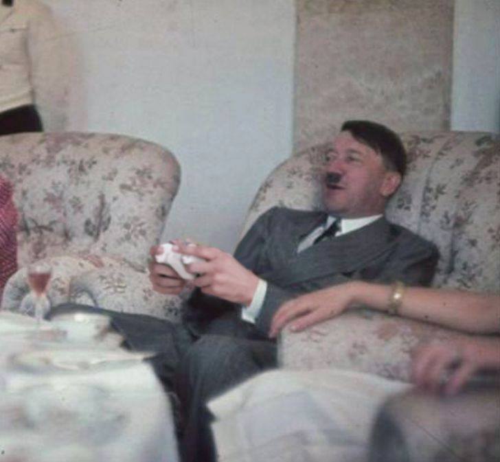 Hitler playing Blank Meme Template