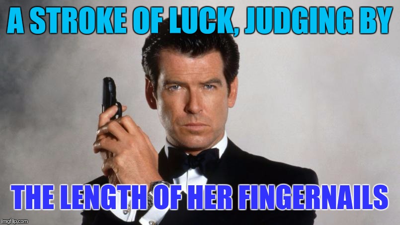 Memes | A STROKE OF LUCK, JUDGING BY THE LENGTH OF HER FINGERNAILS | image tagged in memes | made w/ Imgflip meme maker