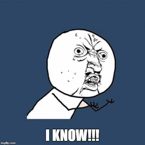 I KNOW!!! | image tagged in memes,y u no | made w/ Imgflip meme maker