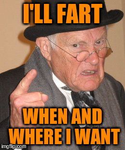 Back In My Day Meme | I'LL FART WHEN AND WHERE I WANT | image tagged in memes,back in my day | made w/ Imgflip meme maker