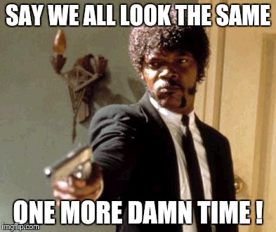 Say That Again I Dare You Meme | SAY WE ALL LOOK THE SAME ONE MORE DAMN TIME ! | image tagged in memes,say that again i dare you | made w/ Imgflip meme maker