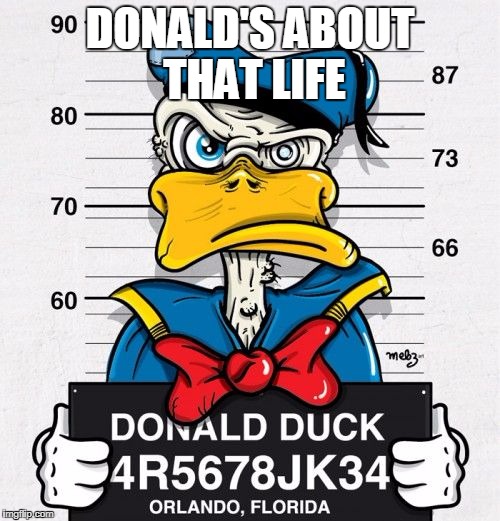 DONALD'S ABOUT THAT LIFE | image tagged in gangsta donald duck | made w/ Imgflip meme maker
