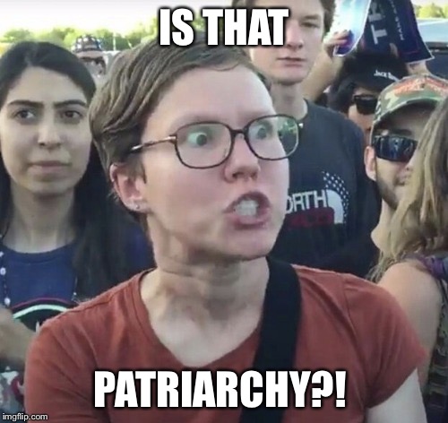 Triggered feminist | IS THAT; PATRIARCHY?! | image tagged in triggered feminist | made w/ Imgflip meme maker