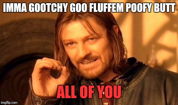 One Does Not Simply Meme | IMMA GOOTCHY GOO FLUFFEM POOFY BUTT ALL OF YOU | image tagged in memes,one does not simply | made w/ Imgflip meme maker