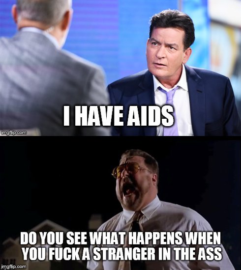 Charlie Sheen has AIDS  | image tagged in charlie sheen,walter the big lebowski,aids,charlie sheen hiv,memes,hookers | made w/ Imgflip meme maker