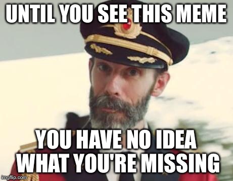 Captain Obvious | UNTIL YOU SEE THIS MEME; YOU HAVE NO IDEA WHAT YOU'RE MISSING | image tagged in captain obvious | made w/ Imgflip meme maker