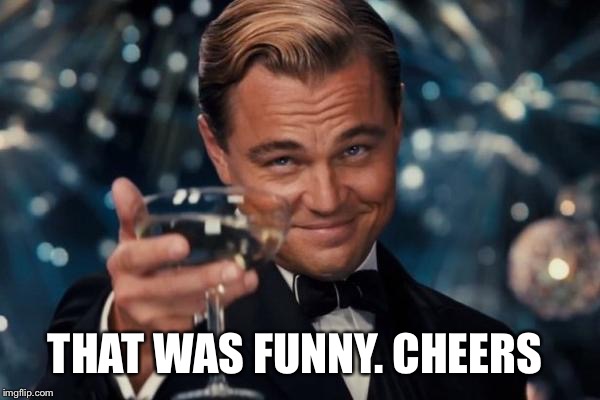Leonardo Dicaprio Cheers Meme | THAT WAS FUNNY. CHEERS | image tagged in memes,leonardo dicaprio cheers | made w/ Imgflip meme maker
