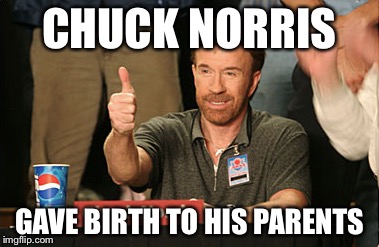 Chuck Norris Approves Meme | CHUCK NORRIS; GAVE BIRTH TO HIS PARENTS | image tagged in memes,chuck norris approves,chuck norris | made w/ Imgflip meme maker