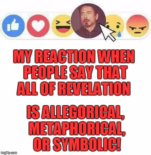 MY REACTION WHEN PEOPLE SAY THAT ALL OF REVELATION IS ALLEGORICAL, METAPHORICAL, OR SYMBOLIC! | made w/ Imgflip meme maker