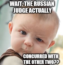 Skeptical Baby Meme | WAIT, THE RUSSIAN JUDGE ACTUALLY CONCURRED WITH THE OTHER TWO?? | image tagged in memes,skeptical baby | made w/ Imgflip meme maker