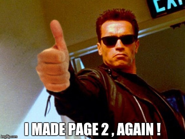 Arnold likes it | I MADE PAGE 2 , AGAIN ! | image tagged in arnold likes it | made w/ Imgflip meme maker