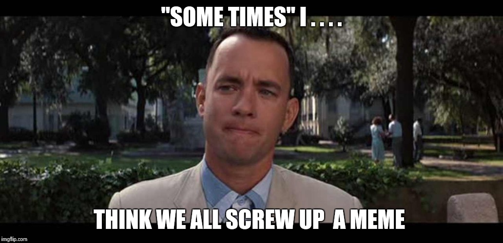 Srew Up  | "SOME TIMES" I . . . . THINK WE ALL SCREW UP  A MEME | image tagged in forrest gump wtf,true,oh yeah,screw,wtf | made w/ Imgflip meme maker