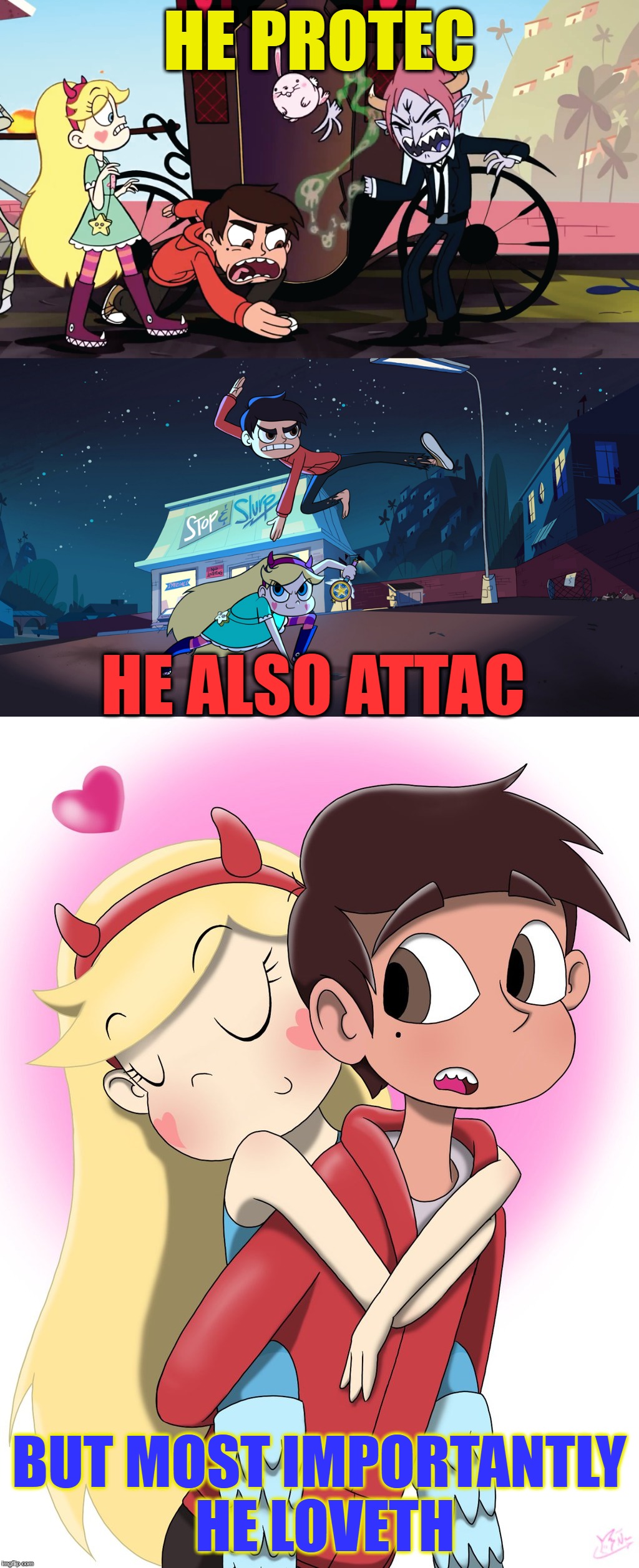Marco Diaz | HE PROTEC; HE ALSO ATTAC; BUT MOST IMPORTANTLY HE LOVETH | image tagged in cartoon | made w/ Imgflip meme maker