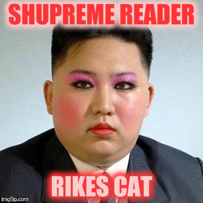Kim Jong-un is a little on the sweet side,,, | SHUPREME READER RIKES CAT | image tagged in kim jong-un is a little on the sweet side   | made w/ Imgflip meme maker