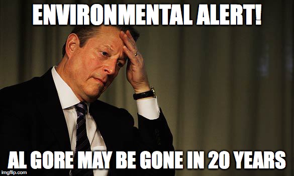 Al Gore Facepalm | ENVIRONMENTAL ALERT! AL GORE MAY BE GONE IN 20 YEARS | image tagged in al gore facepalm,environmental | made w/ Imgflip meme maker