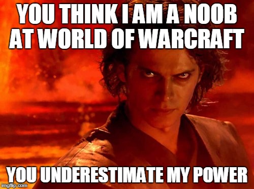 You Underestimate My Power Meme | YOU THINK I AM A NOOB AT WORLD OF WARCRAFT; YOU UNDERESTIMATE MY POWER | image tagged in memes,you underestimate my power | made w/ Imgflip meme maker