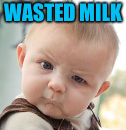 Skeptical Baby Meme | WASTED MILK | image tagged in memes,skeptical baby | made w/ Imgflip meme maker