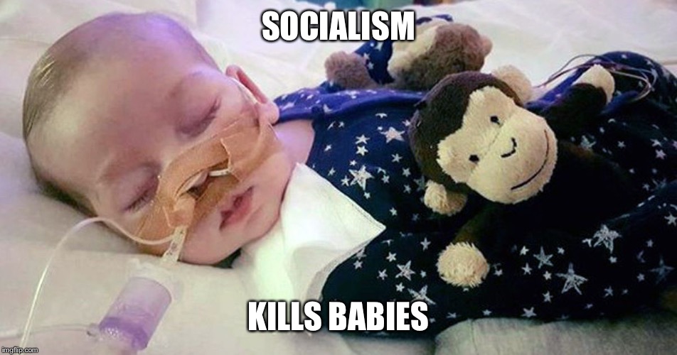 Socialism is evil | SOCIALISM; KILLS BABIES | image tagged in charlie gard - je suis charlie gard,socialism,babies,evil,single payer | made w/ Imgflip meme maker