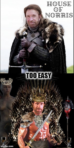 If game of thrones only had one episode  | TOO EASY | image tagged in game of thrones,chuck norris,memes,funny,too true | made w/ Imgflip meme maker