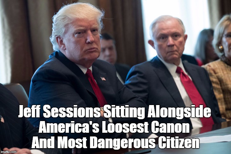 Jeff Sessions Sitting Alongside America's Loosest Canon And Most Dangerous Citizen | made w/ Imgflip meme maker