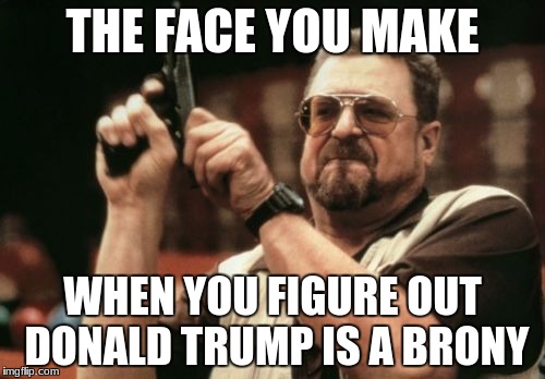 Am I The Only One Around Here | THE FACE YOU MAKE; WHEN YOU FIGURE OUT DONALD TRUMP IS A BRONY | image tagged in memes,am i the only one around here | made w/ Imgflip meme maker