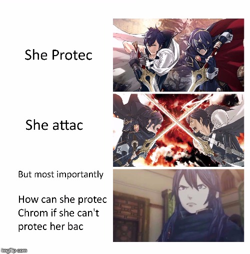 She Protec | image tagged in fire emblem,fire emblem awakening,lucina,she protec | made w/ Imgflip meme maker