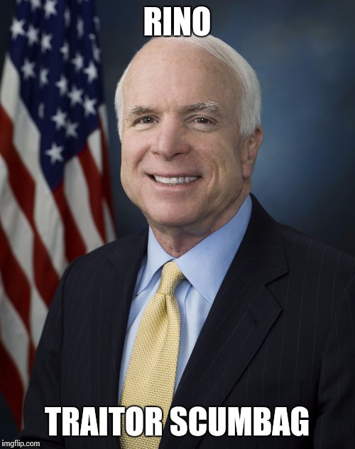 John McCain | RINO; TRAITOR SCUMBAG | image tagged in john mccain | made w/ Imgflip meme maker