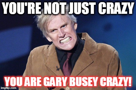 bussey | YOU'RE NOT JUST CRAZY; YOU ARE GARY BUSEY CRAZY! | image tagged in bussey | made w/ Imgflip meme maker